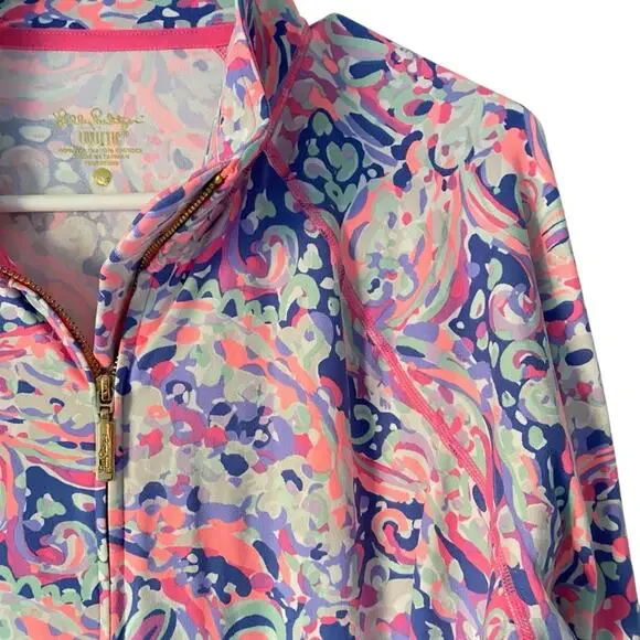 Lilly Pulitzer Luxletic Playa Serena Full Zip Jacket size XL Blue Pink - Picture 5 of 10